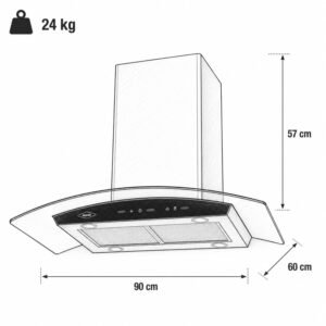 Campana de Isla HACEB 90cm 3 Vel Vidrio Negro - Image 6