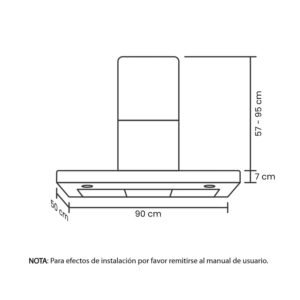 Campana Recirculadora Extractora HACEB 90cm Negro Inox 3 Vel - Image 8