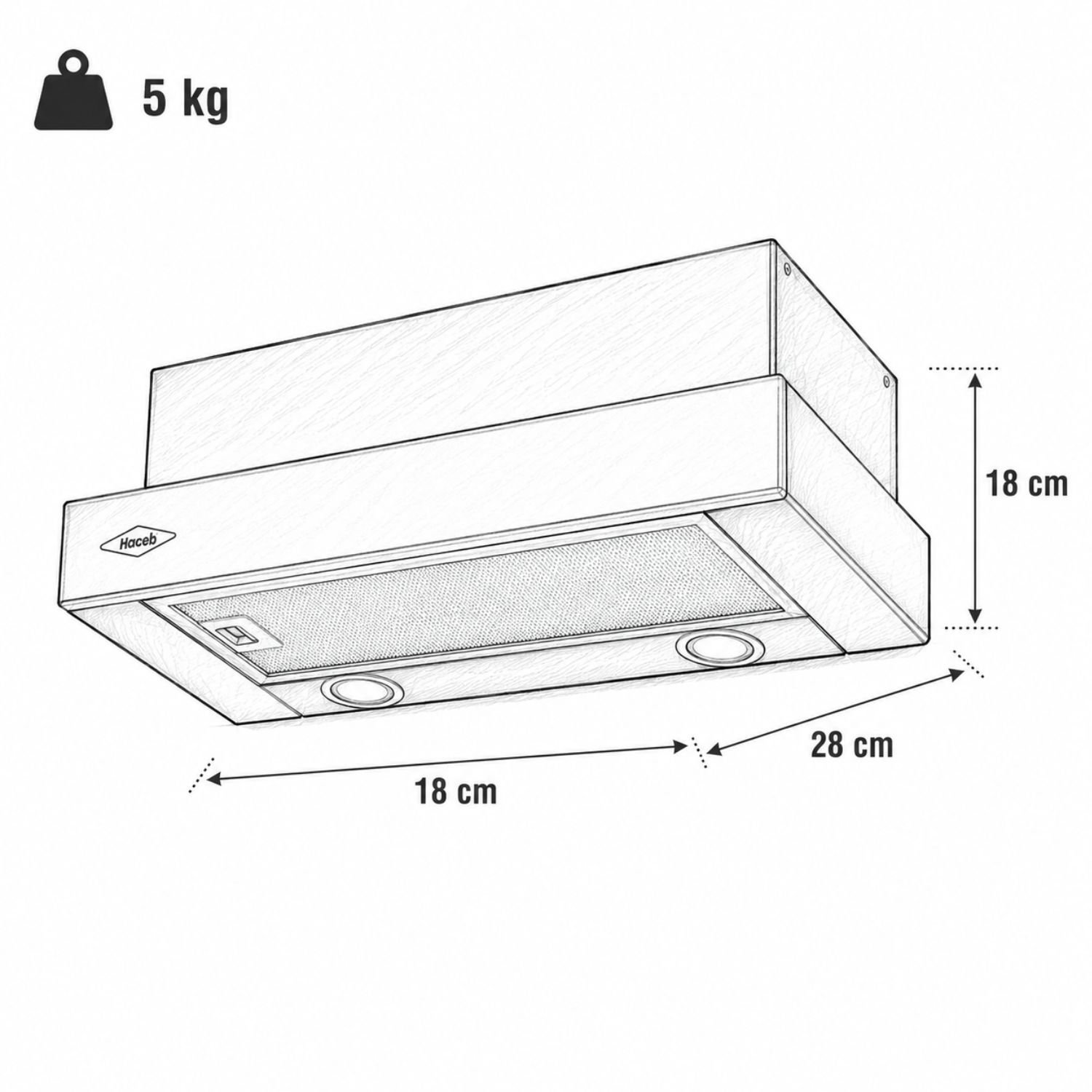 Campana Retractil HACEB 60cm Pared 3 Vel Inox - Image 6