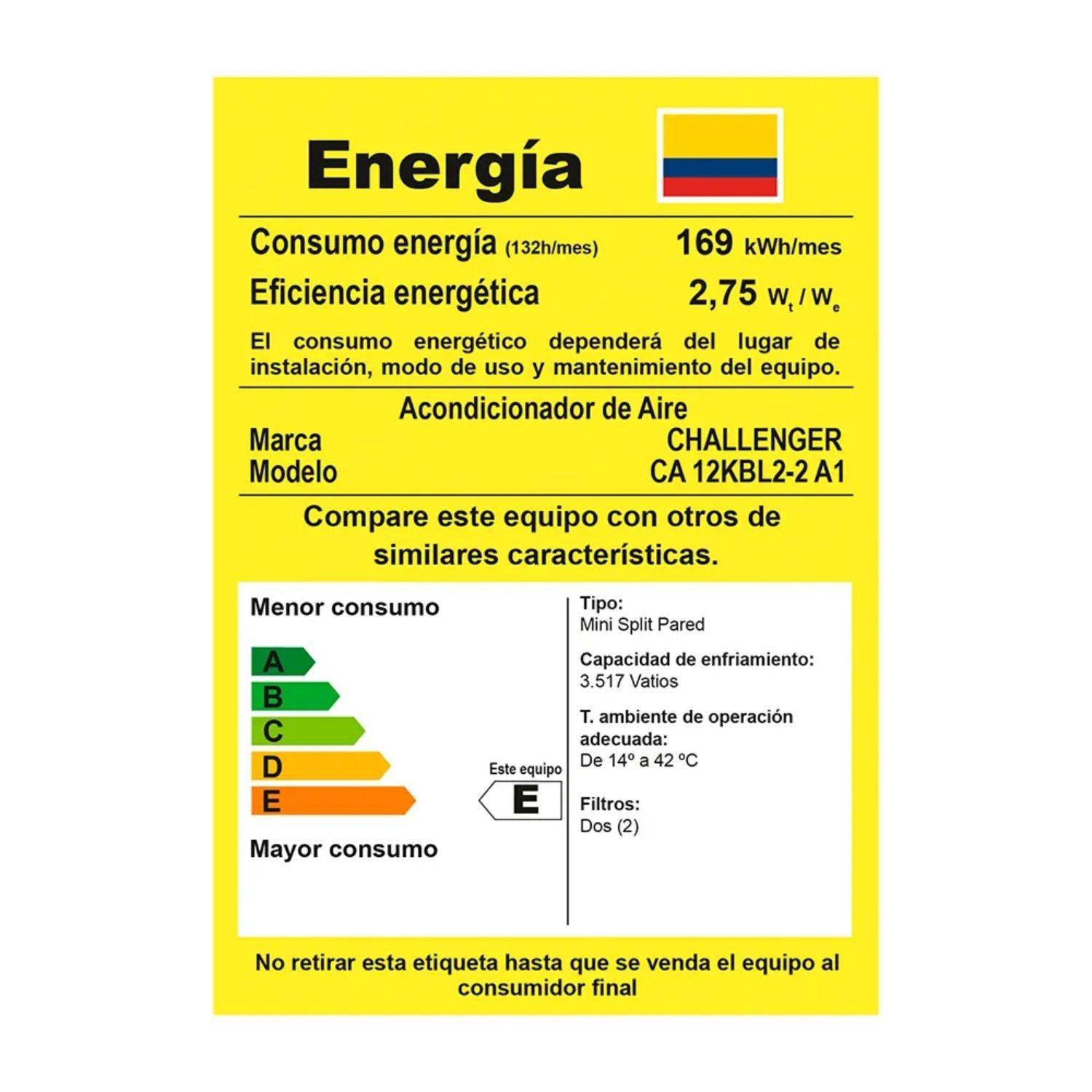 Aire Acondicionado 12000 BTU On/Off 220V CHALLENGER CA12KBL2 - Image 8