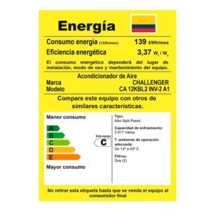 Aire Acondicionado 12000 BTU Inverter 220V CHALLENGER 12KBL2 - Image 8