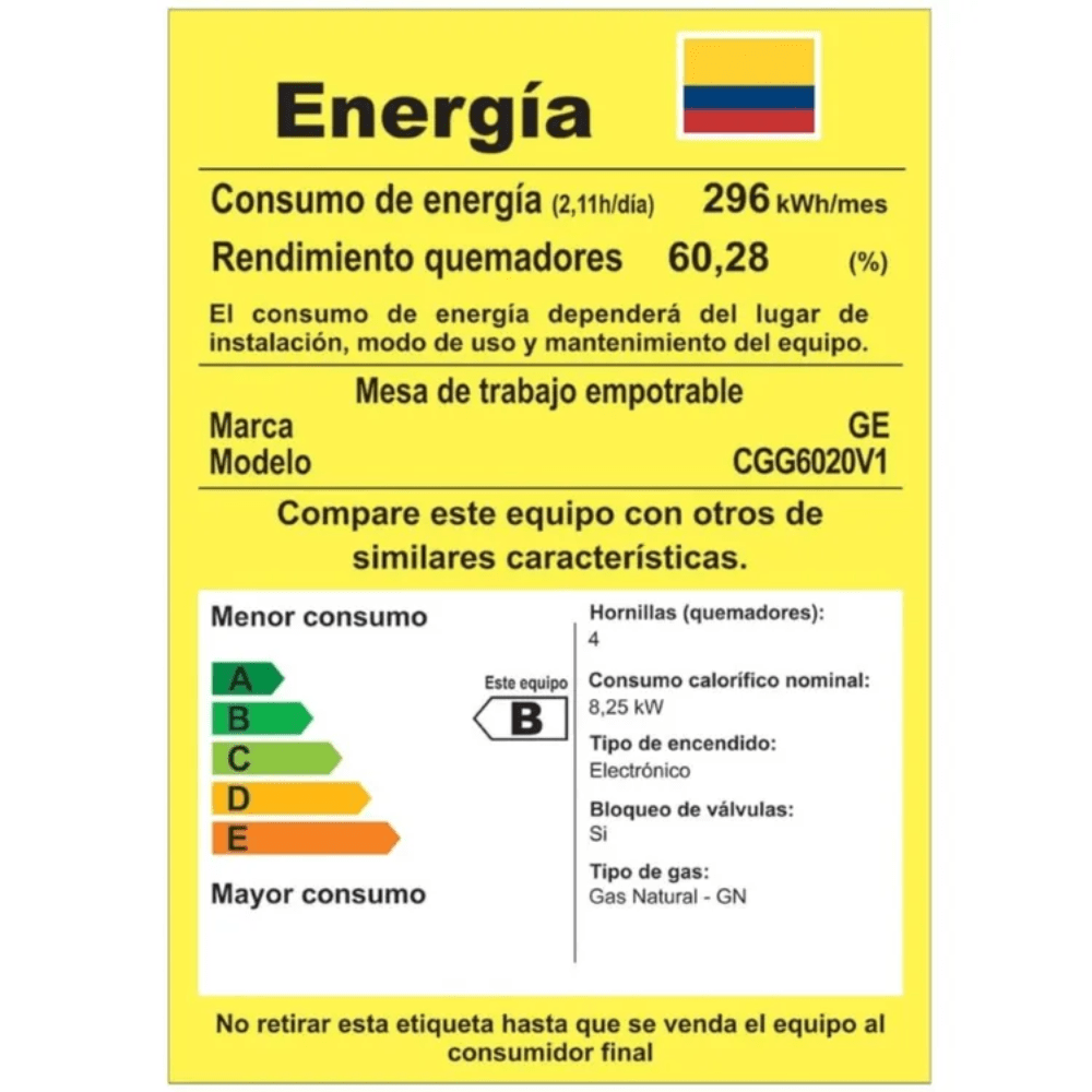 Estufa GE 60cm 4 Puestos Gas Natural CGG6020V1 Vidrio Negro - Image 5