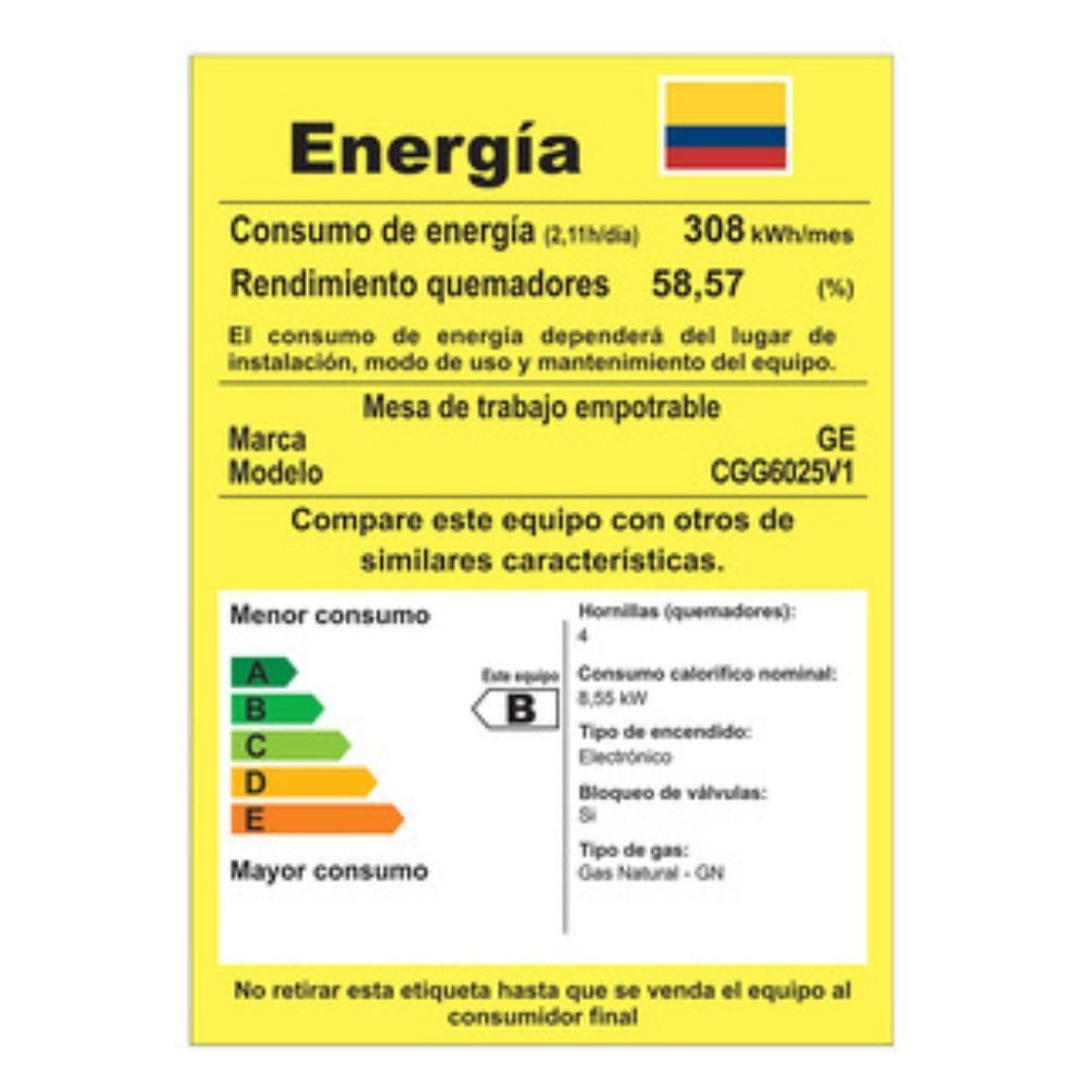Estufa GE 60 cm 4 Puestos Gas Natural CGG6025V1 Negro - Image 7