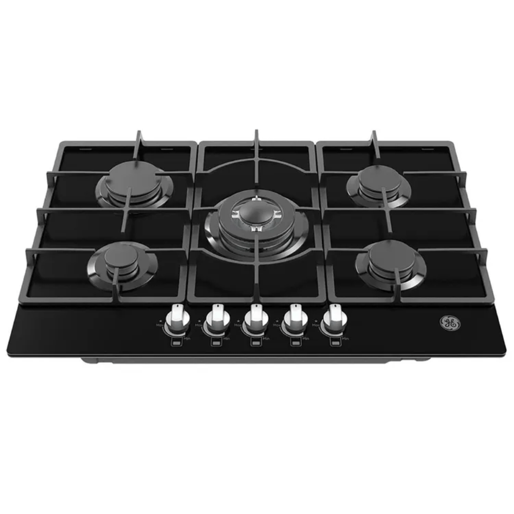 Estufa GE 77cm 5 Puestos Gas Natural CGG7715V2 Vidrio Negro