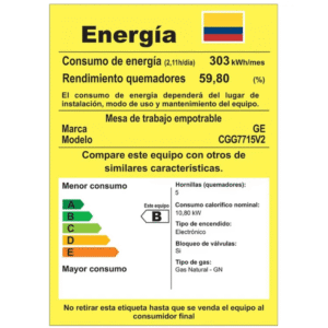 Estufa GE 77cm 5 Puestos Gas Natural CGG7715V2 Vidrio Negro - Image 7