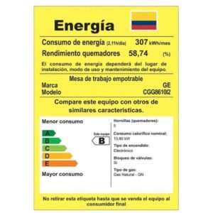 Estufa GE 86 cm 5 Puestos Gas Natural CGG8610I2 Inox - Image 7