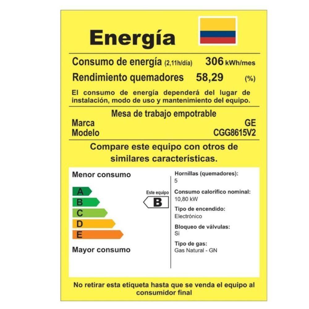 Estufa GE 86cm 5 Puestos Gas Natural CGG8615V2 Vidrio - Image 6