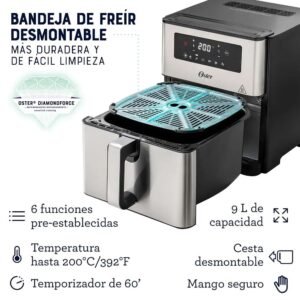 Freidora OSTER 9 Litros Digital Antiadherente CKSTAF90D Gris - Image 8