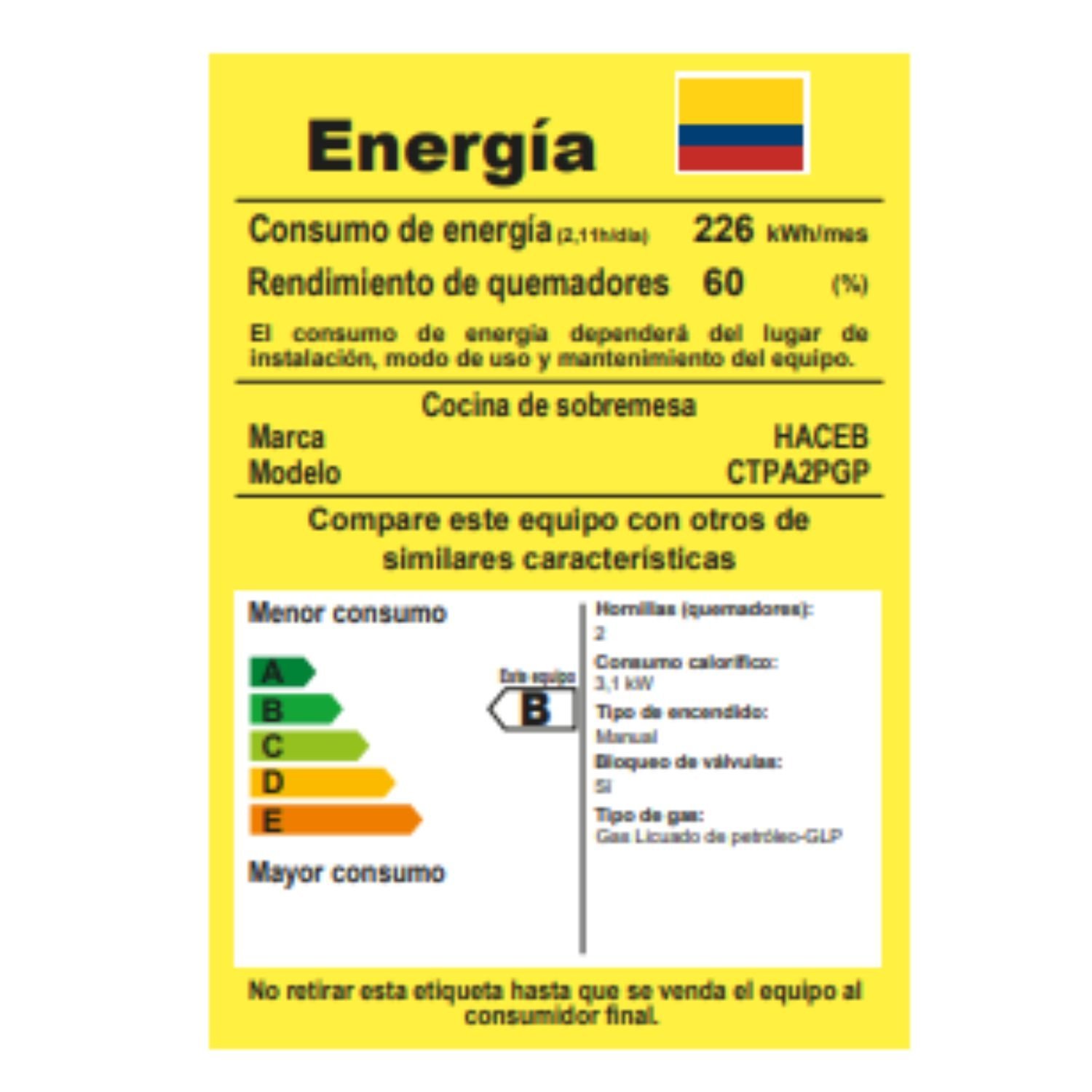Estufa de Mesa HACEB Gas Propano 2 Puestos Plata - Image 6