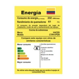 Estufa de Mesa HACEB 1 Puesto Gas Natural Negro - Image 6