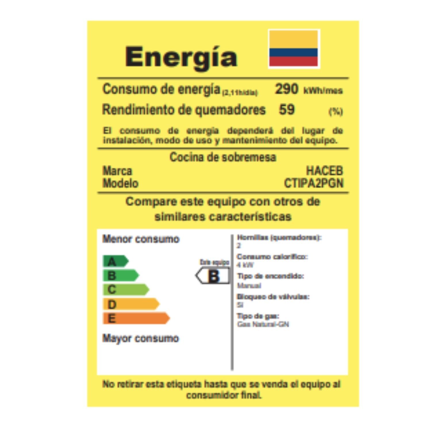 Estufa de Mesa HACEB 2 Puestos Gas Natural Gris - Image 4