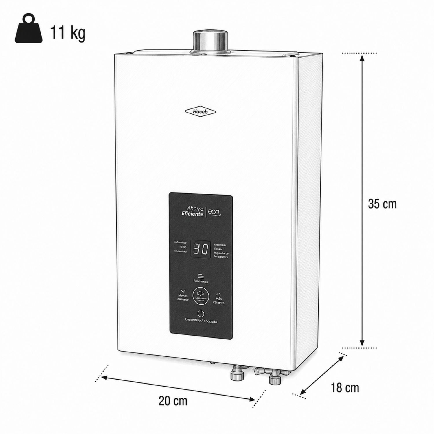 Calentador de Agua Gas Natural 15Lt Tiro Forzado HACEB Blanco - Image 8
