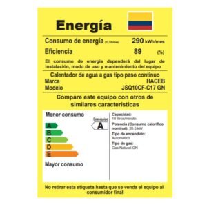 Calentador de Agua Gas Natural 10Lt Tiro Forzado HACEB Blanco - Image 6