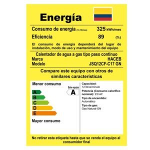 Calentador de Agua Gas Natural 12Lt Tiro Forzado HACEB Blanco - Image 7