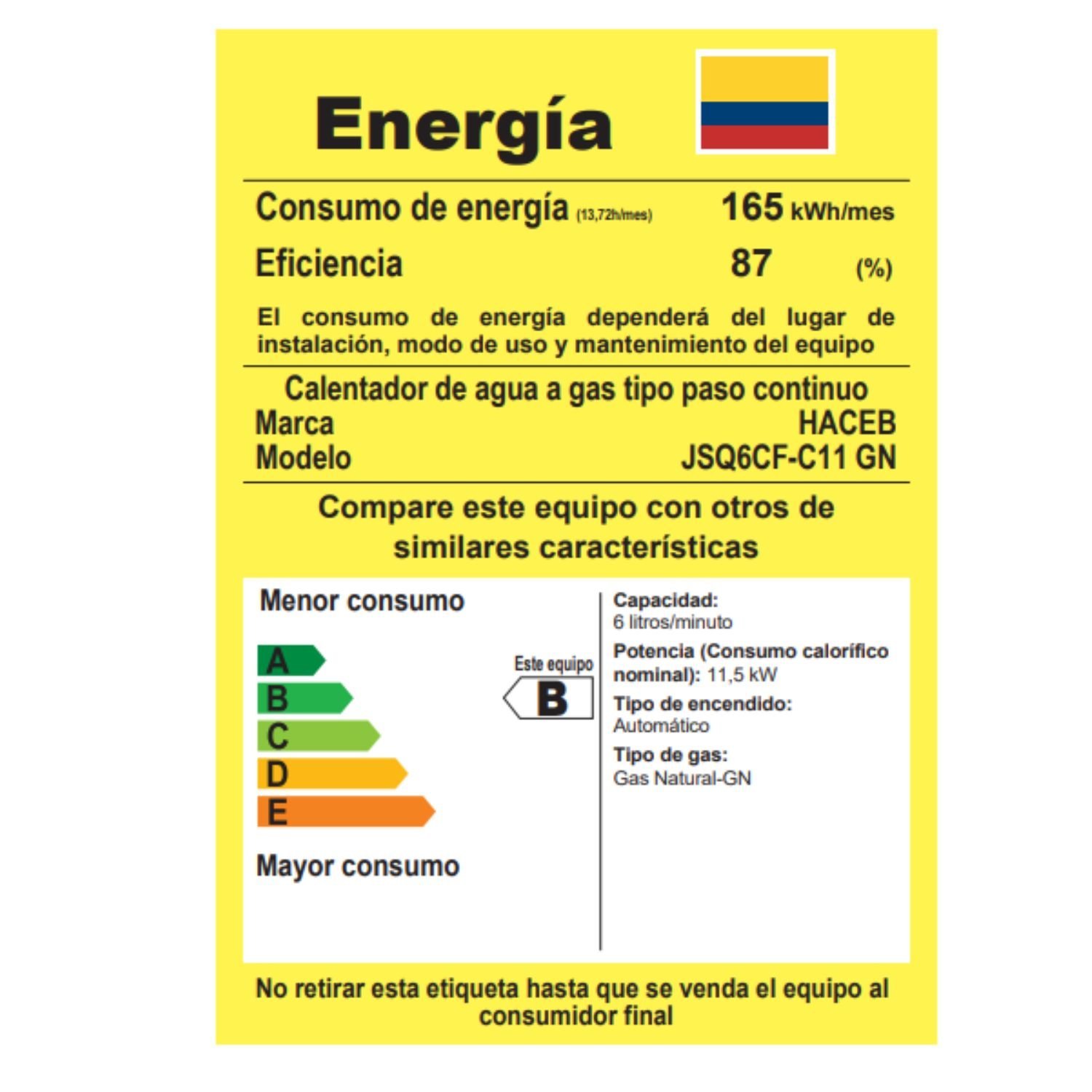 Calentador de Agua Gas Natural 6Lt Tiro Forzado HACEB Blanco - Image 5