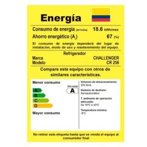 Nevera Challenger Frost 256 Lt Dispensador Agua CR-256 Gris - Image 7