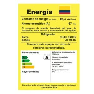 Nevera CHALLENGER No Frost 387 Lt Refrigerador CR-356 Gris - Image 8