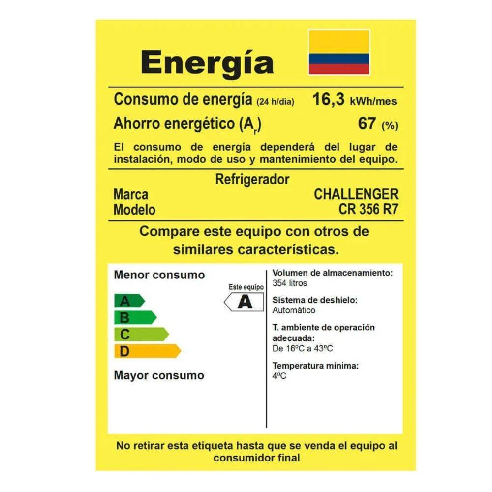 Nevera CHALLENGER No Frost 387 Lt Refrigerador CR-356 Gris - Image 8