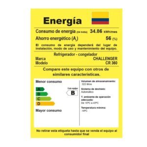 Nevera CHALLENGER No Frost 360 Litros Dorada CR-360 - Image 8