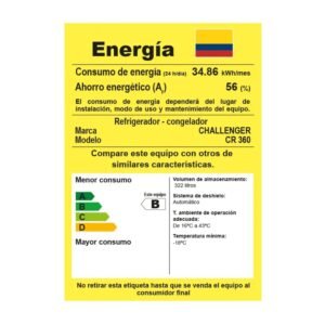 Nevera Challenger No Frost 360 Litros Digital CR-360 Negro - Image 7