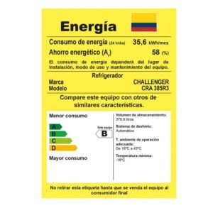 Nevera CHALLENGER No Frost 385 Litros CRA 385 Gris - Image 8