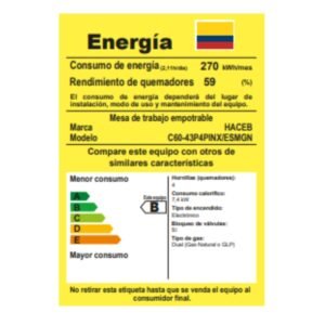 Estufa HACEB Esmaltada 60 cm 4 Puestos Gas Natural Negro - Image 6