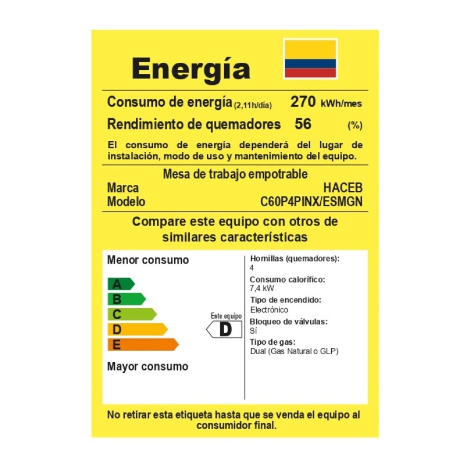 Estufa de Empotrar HACEB 60cm 4 Puestos Gas Natural Esmaltada - Image 8