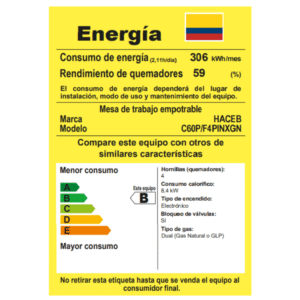 Estufa HACEB 60cm 4 Puestos Gas Natural SESAMO Inox - Image 5