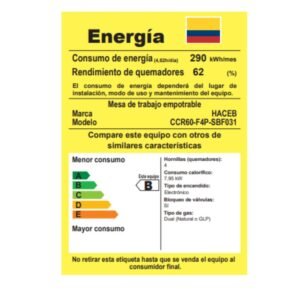 Estufa HACEB 60 cm 4 Puestos Gas Natural Cristal Negro - Image 8