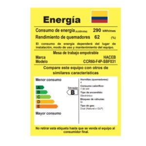 Estufa HACEB 60 cm 4 Puestos Gas Propano Cristal Negro - Image 8