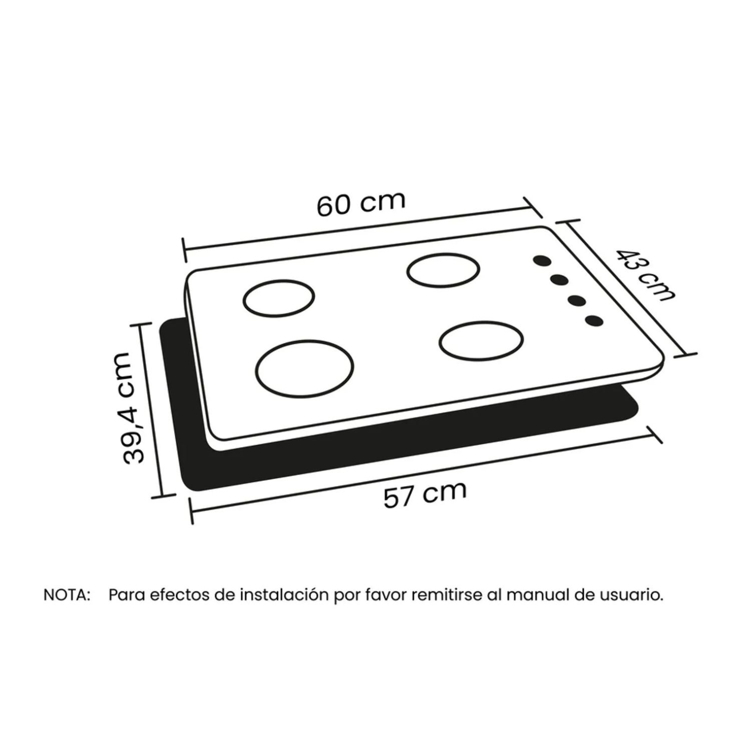 Estufa de Empotrar HACEB 60cm 4 Ptos Gas Natural Inox - Image 7