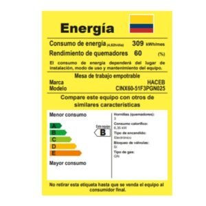 Estufa HACEB 60 cm 4 Puestos Gas Natural Mixta 120V Plateado - Image 8