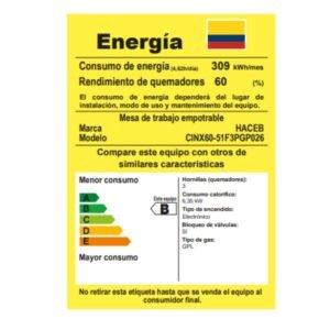 Estufa HACEB 60 cm 4 Puestos Gas Propano Mixta 120V Plateado - Image 8