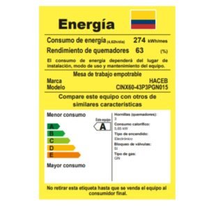 Estufa HACEB 60 cm 4 Puestos Gas Natural Mixta 120V Inox - Image 8