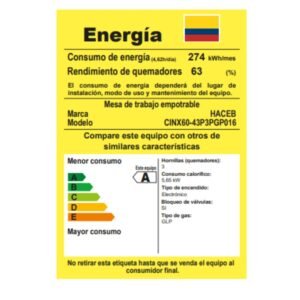 Estufa HACEB 60 4 Puestos cm Gas Propano Mixta 120V Inox - Image 8