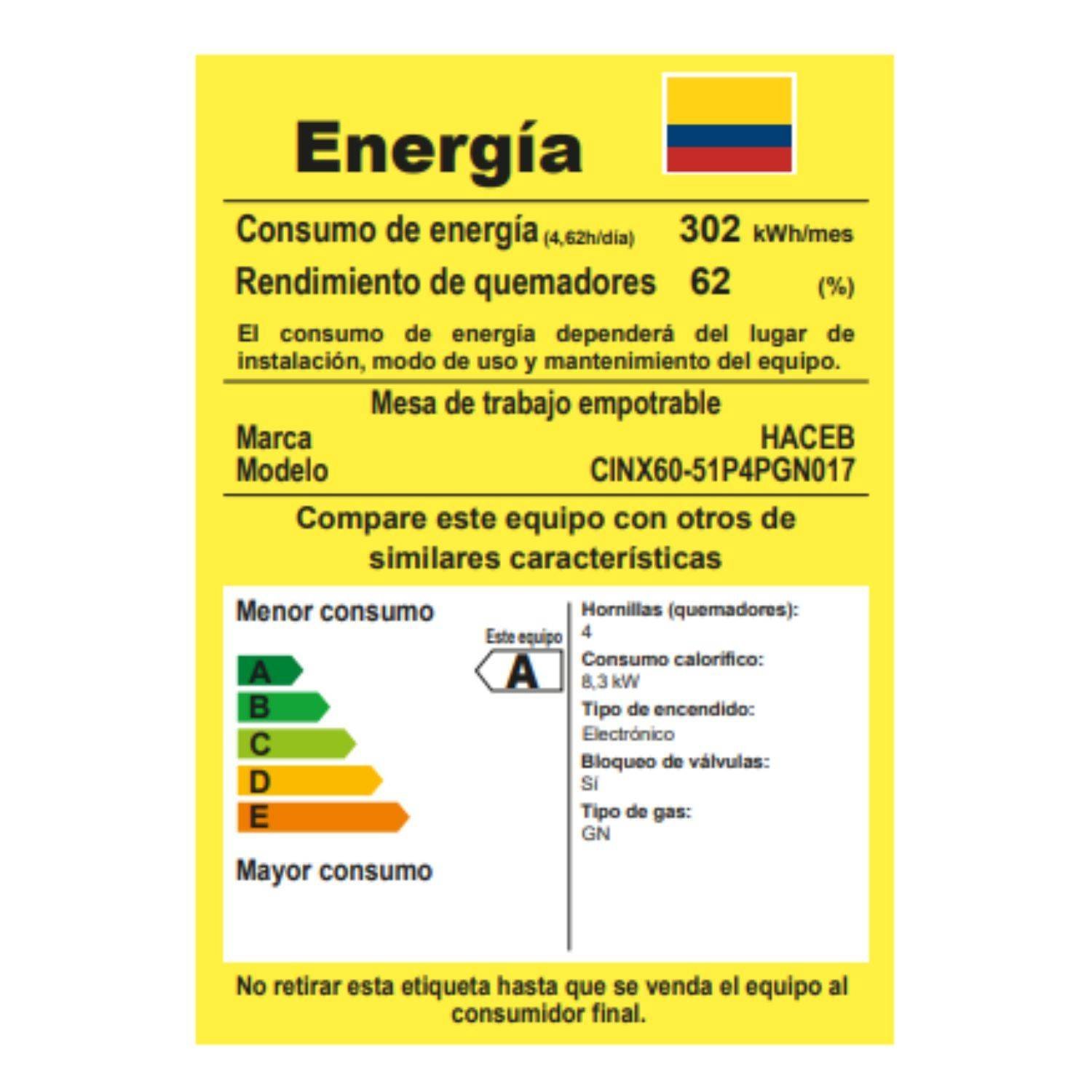 Estufa HACEB 60cm 4 Puestos Gas Natural 60-43 Inoxidable - Image 8