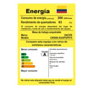 Estufa HACEB 60 cm 4 Puestos Gas propano Inox - Image 8