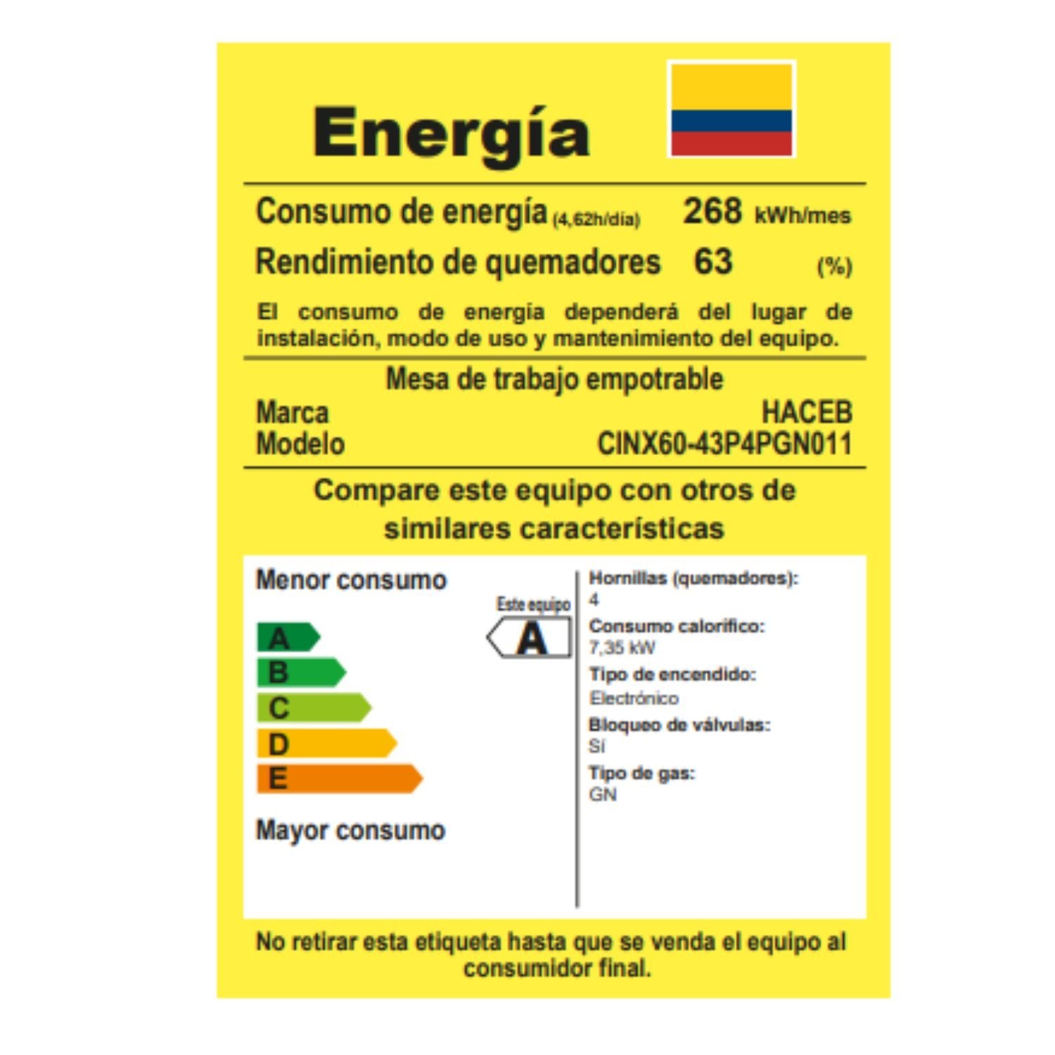 Estufa HACEB 60 cm 4 Puestos Gas Natural Inox - Image 8