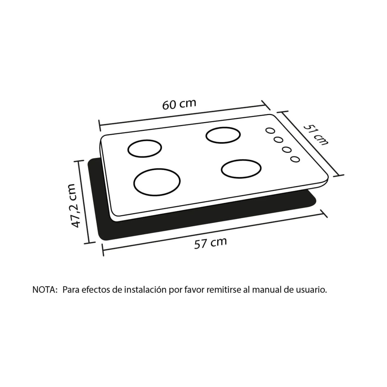 Estufa HACEB 60 cm 4 Puestos Gas Natural Cristal Negro - Image 7