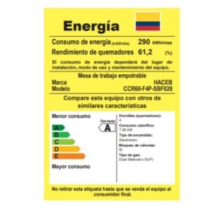 Estufa HACEB 60 cm 4 Puestos Gas Natural Cristal Negro - Image 8