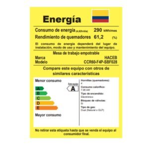 Estufa HACEB 60 cm 4 Puestos Gas Propano Cristal Negro - Image 8