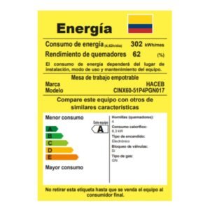 Estufa HACEB 60cm 4 Puestos Gas Natural 60-51 Inoxidable - Image 8