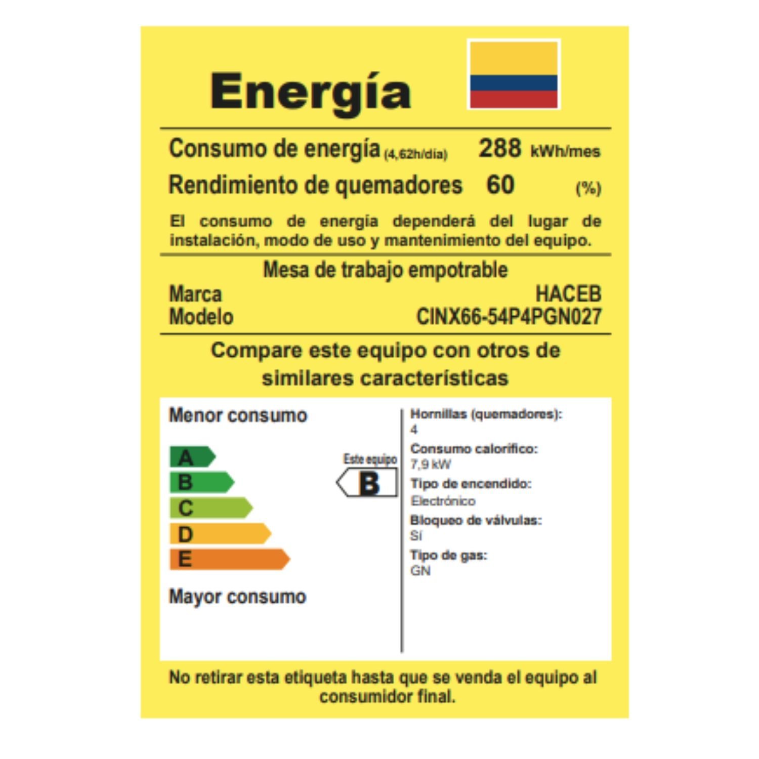 Estufa de Empotrar HACEB 66cm 4 Ptos Gas Natural Inox - Image 8