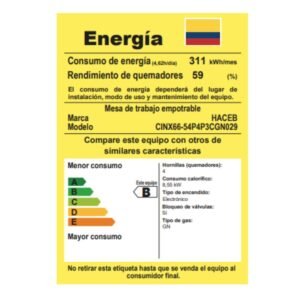 Estufa de Empotrar HACEB 66cm 4 Ptos Gas Natural Inox - Image 8