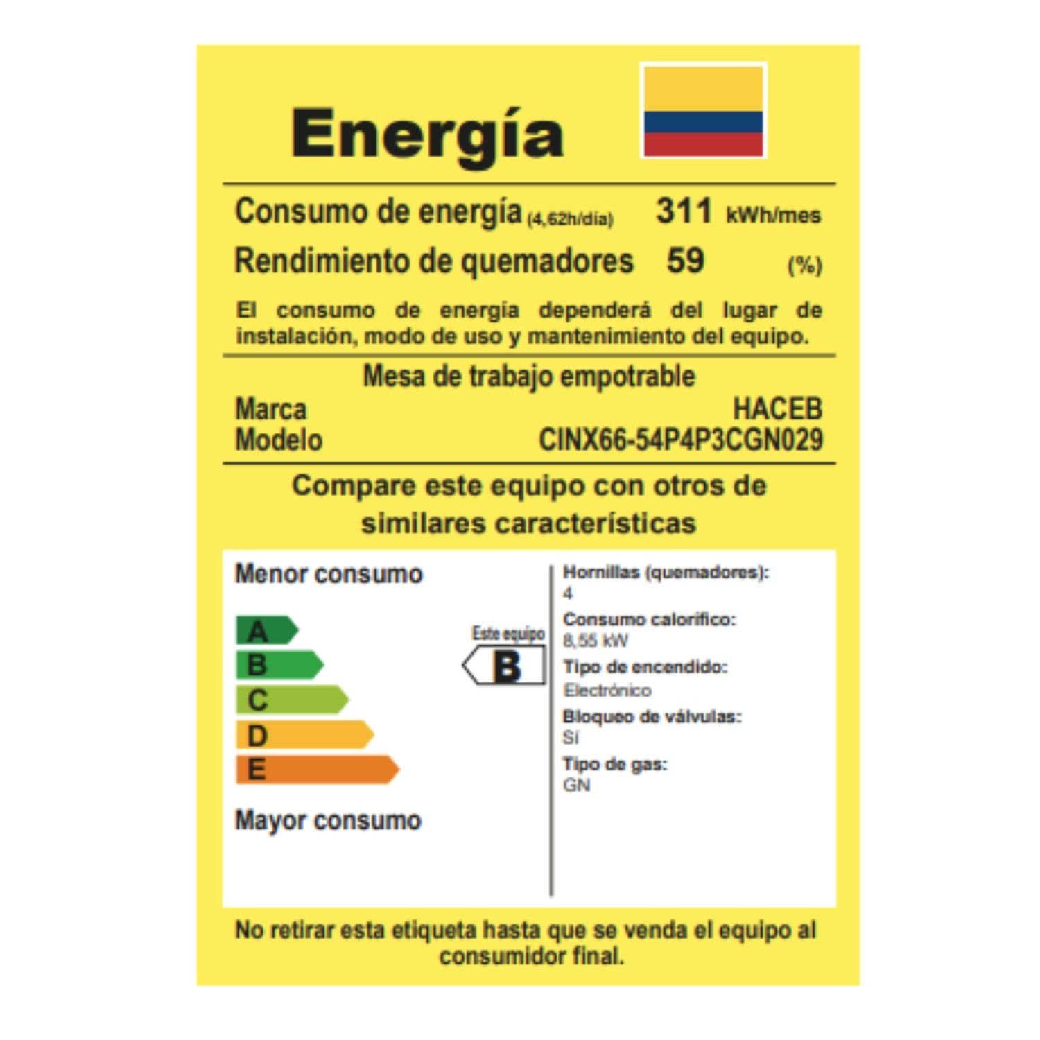 Estufa de Empotrar HACEB 66cm 4 Ptos Gas Natural Inox - Image 8