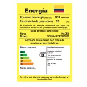 Estufa HACEB 60 cm 3 Puestos Gas Natural Cristal Negro - Image 8