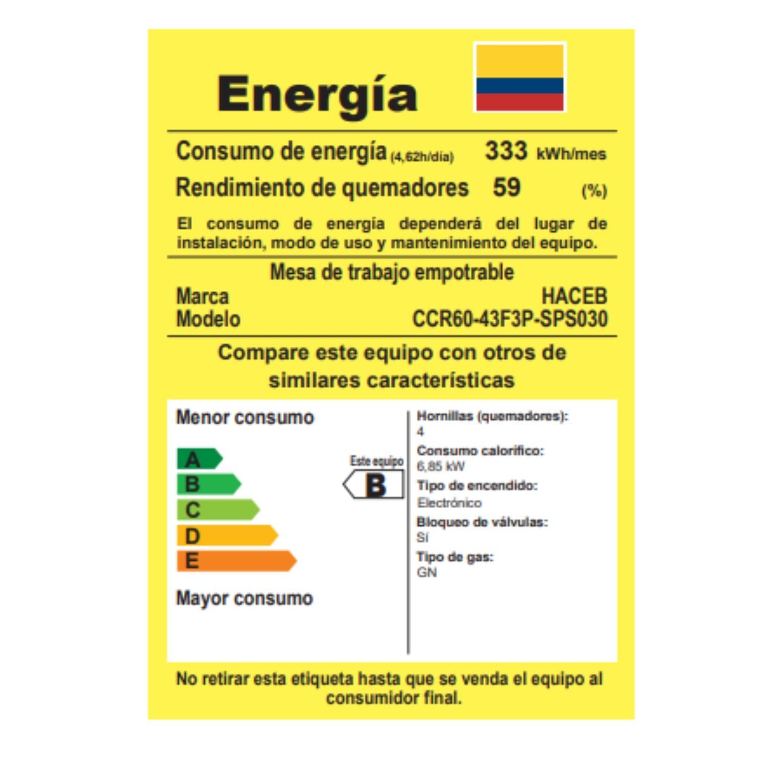 Estufa HACEB 60 cm 3 Puestos Gas Natural Cristal Negro - Image 8