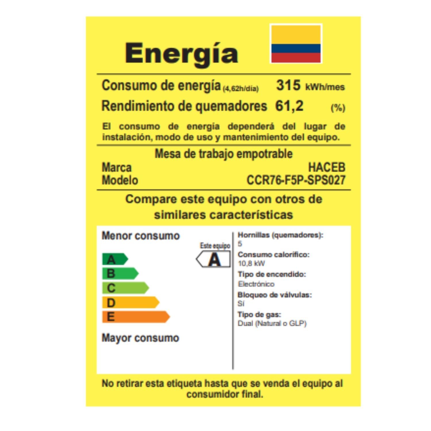 Estufa HACEB 76 cm 5 Puestos Gas Natural Cristal Negro - Image 8