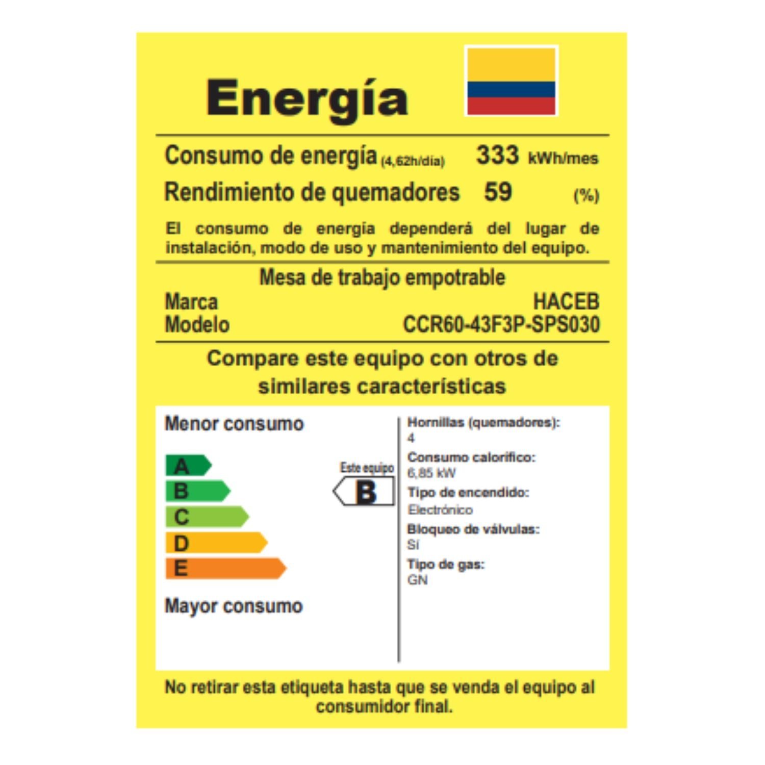 Estufa HACEB 60 cm 3 Puestos Gas Natural Cristal Negro - Image 8