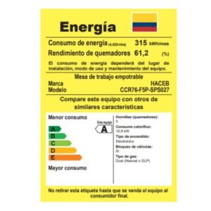Estufa HACEB 76 cm 5 Puestos Gas Propano Cristal Negro - Image 8